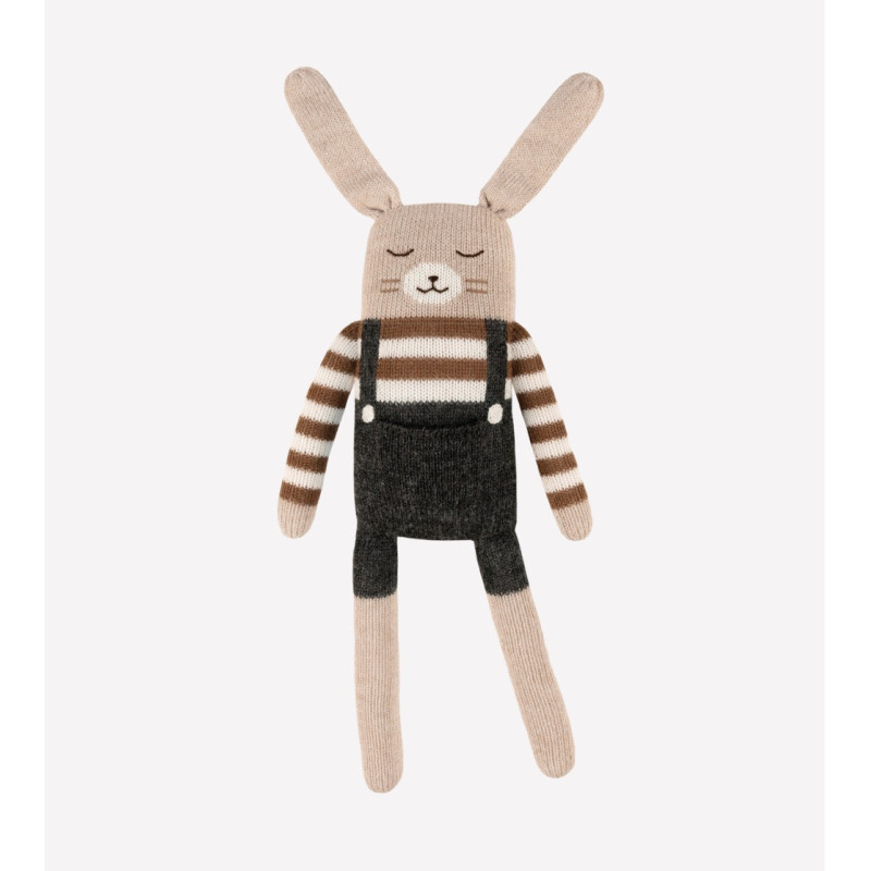 Grand doudou lapin - Salopette noire - EVEIL/Doudous - un24septembre