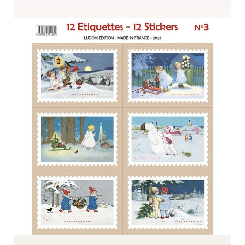 Etiquettes autocollantes Noël x12 - DECORATION/Papeterie - un24septembre