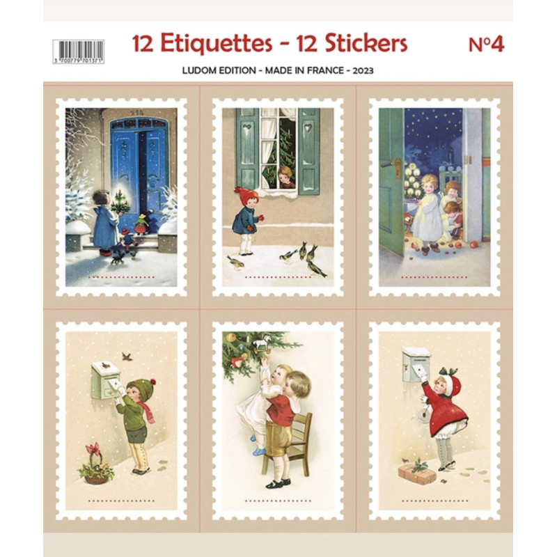 Etiquettes autocollantes Noël x12 - DECORATION/Papeterie - un24septembre