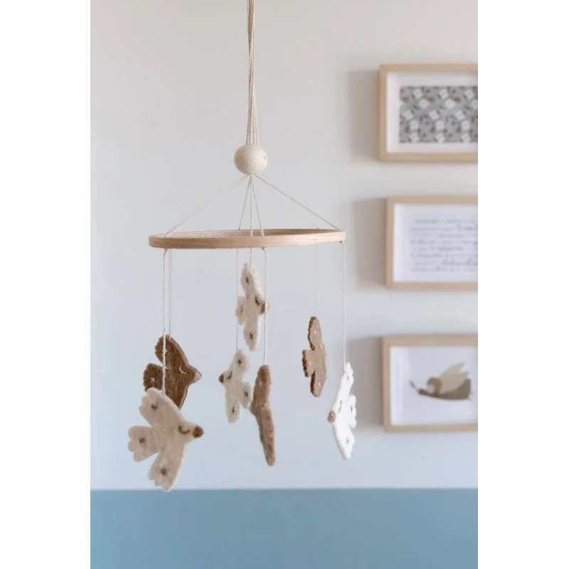 Mobile Décoratif Oiseaux en Laine Feutrée ????️✨