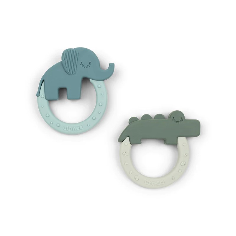 Lot de 2 anneaux de dentition - Eléphant/Crocodile - ACCESSOIRES/Tétines & Attaches tétines - un24septembre