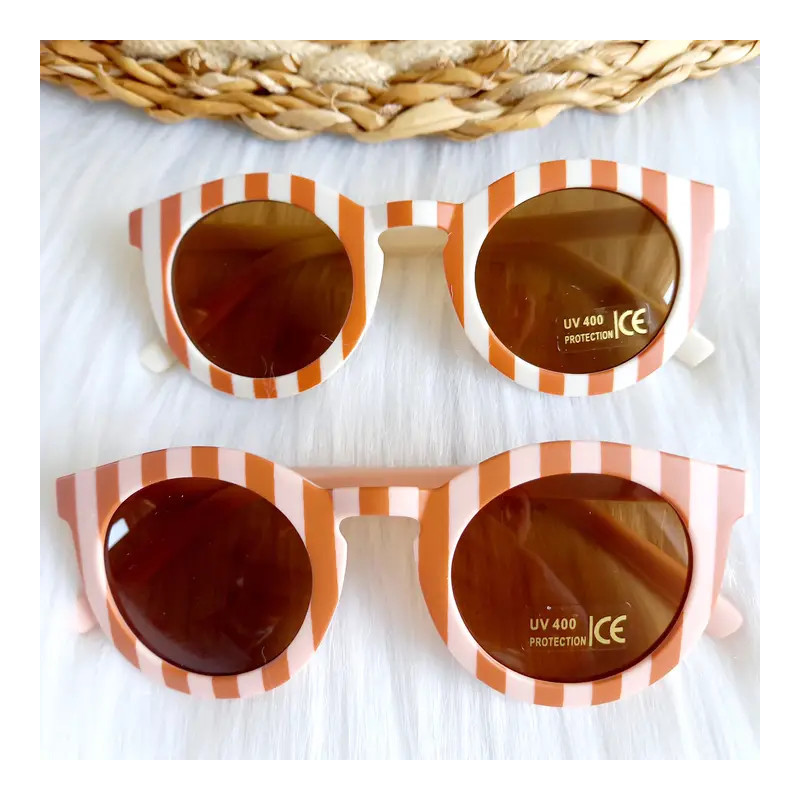 Lunettes de soleil pour enfants Classic Stripe - Crème/caramel - Happy by Lies