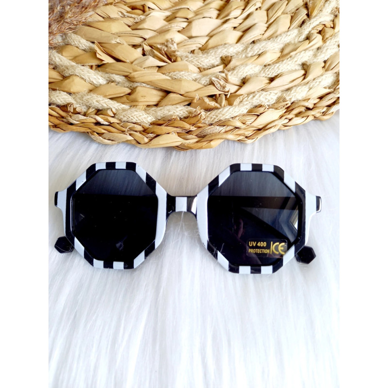 Lunettes de soleil pour enfants Sunny stripe - Noir et blanc - Happy by Lies