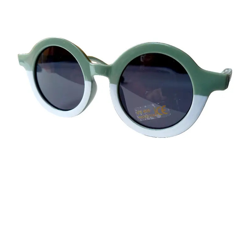 Lunettes de soleil rétro pour enfants - Vert et blanc - Happy by Lies