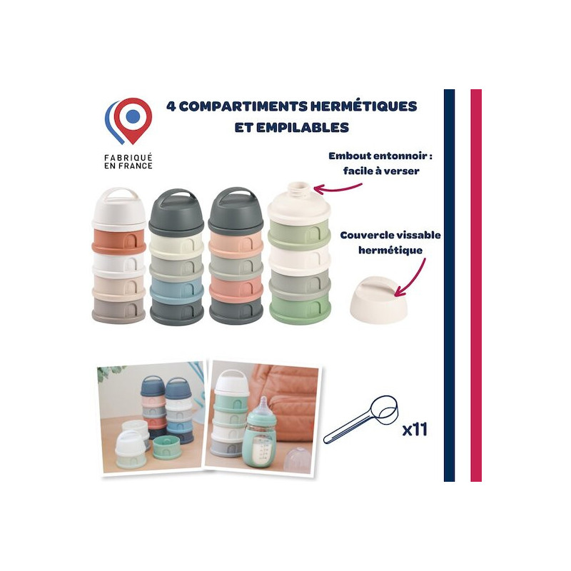 Boîte doseuse - 4 compartiments - Cotton white/Terracotta - BEABA