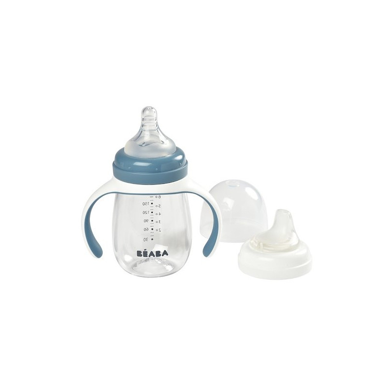 Biberon d'apprentissage 2 en 1 - 210 ml - Windy Blue - BEABA