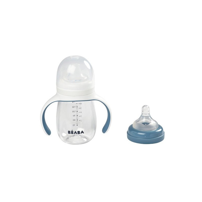 Biberon d'apprentissage 2 en 1 - 210 ml - Windy Blue - BEABA